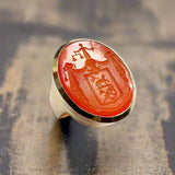 14K Gold Carnelian Justice Intaglio Signet Ring Ring Kirsten's Corner