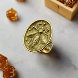 Vintage 18K Gold Greek Honey Bee Signet Ring Kirsten's Corner