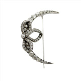 Victorian Old Mine Cut Diamond Crescent Moon with Bow Brooch Brooches, Pins Kirsten's Corner