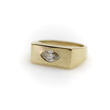 Signature 14K Gold Marquise Diamond Signet Ring ring Kirsten's Corner