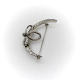 Victorian Old Mine Cut Diamond Crescent Moon with Bow Brooch Brooches, Pins Kirsten's Corner
