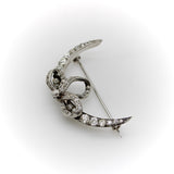 Victorian Old Mine Cut Diamond Crescent Moon with Bow Brooch Brooches, Pins Kirsten's Corner