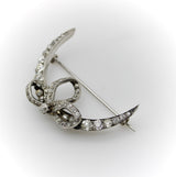 Victorian Old Mine Cut Diamond Crescent Moon with Bow Brooch Brooches, Pins Kirsten's Corner