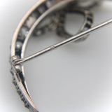 Victorian Old Mine Cut Diamond Crescent Moon with Bow Brooch Brooches, Pins Kirsten's Corner