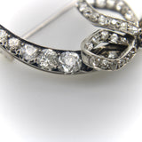Victorian Old Mine Cut Diamond Crescent Moon with Bow Brooch Brooches, Pins Kirsten's Corner