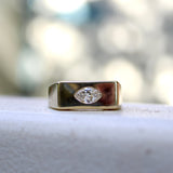Signature 14K Gold Marquise Diamond Signet Ring ring Kirsten's Corner