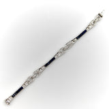 18K White Gold Diamond and Sapphire Art Deco Style Bracelet Bracelet Kirsten's Corner