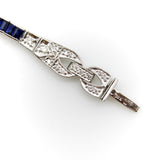 18K White Gold Diamond and Sapphire Art Deco Style Bracelet Bracelet Kirsten's Corner