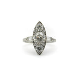 Edwardian Platinum Old European Cut Diamond Navette Shaped Ring RING Kirsten's Corner