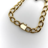 Victorian 14K Gold Curb Link Bracelet with No-Heat Sugarloaf Sapphire and Old Mine Cut Diamonds Bracelet Kirsten's Corner
