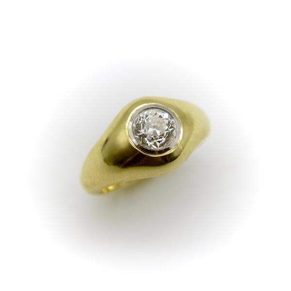 18K Gold Signature Old European Cut Diamond Rub Over Ring Ring Kirsten's Corner 