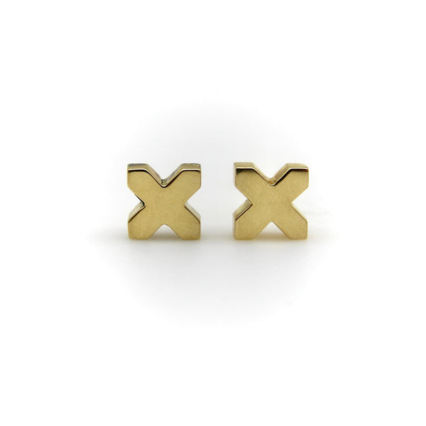 18K Gold Vintage Tiffany & Co. Blocky X Earrings Earrings Kirsten's Corner 