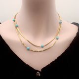 Vintage 14K Gold Turquoise Bead 36” Station Necklace Chain Kirsten's Corner