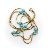 Vintage 14K Gold Turquoise Bead 36” Station Necklace Chain Kirsten's Corner