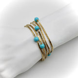 Vintage 14K Gold Turquoise Bead 36” Station Necklace Chain Kirsten's Corner