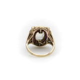 Victorian Moonstone Ruby Diamond and Enameled 14K Gold Ring jewelry Kirsten's Corner