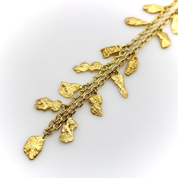 22 - 24K Gold Nugget Fringe Necklace on 18K Gold Italian Chain Chains Kirsten's Corner 