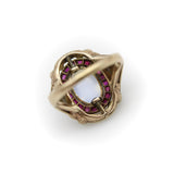Victorian Moonstone Ruby Diamond and Enameled 14K Gold Ring jewelry Kirsten's Corner