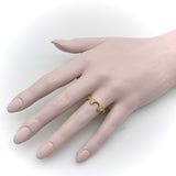 14K Yellow Gold Contoured Wedding Band With Diamonds Ring Kirsten's Corner