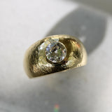 Edwardian 18K Gold Hand-Hammered Rubover Setting Old European Cut Diamond Ring ring Kirsten's Corner