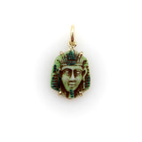 Art Deco Egyptian Revival Faience Pharaoh in 14K Gold Mount Pendant / Charm Kirsten's Corner