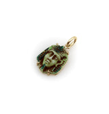 Art Deco Egyptian Revival Faience Pharaoh in 14K Gold Mount Pendant / Charm Kirsten's Corner