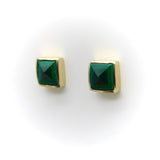 14K Gold Signature Malachite Pyramid Studs Earrings Kirsten's Corner