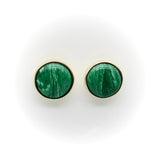 14K Gold Signature Malachite Button Earrings Earrings Kirsten's Corner