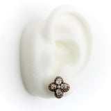 Victorian 14K Gold Old Mine Cut Diamond and Pearl Quatrefoil Earrings Earrings Kirsten's Corner