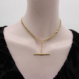 14K Gold Victorian Prince Albert Chain with T-Bar and Dog Clips Chain Kirsten's Corner