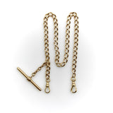 14K Gold Victorian Prince Albert Chain with T-Bar and Dog Clips Chain Kirsten's Corner
