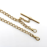 14K Gold Victorian Prince Albert Chain with T-Bar and Dog Clips Chain Kirsten's Corner