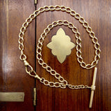 14K Gold Victorian Prince Albert Chain with T-Bar and Dog Clips Chain Kirsten's Corner