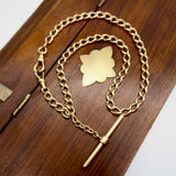 14K Gold Victorian Prince Albert Chain with T-Bar and Dog Clips Chain Kirsten's Corner