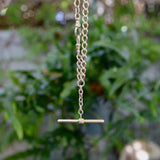 14K Gold Victorian Prince Albert Chain with T-Bar and Dog Clips Chain Kirsten's Corner