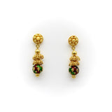 22K Gold Indian Cannetille Dangle Earrings with Multi Color Enamel Earrings Kirsten's Corner Jewelry