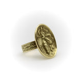 Vintage 18K Gold Greek Honey Bee Signet Ring Kirsten's Corner