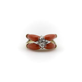 14K Gold Coral and Diamond Modernist Ring Kirsten's Corner