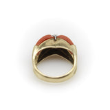 14K Gold Coral and Diamond Modernist Ring Kirsten's Corner