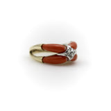 14K Gold Coral and Diamond Modernist Ring Kirsten's Corner