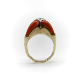 14K Gold Coral and Diamond Modernist Ring Kirsten's Corner