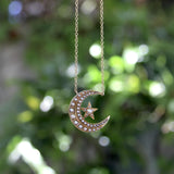 Victorian 14K Gold Crescent Moon and Star Pendant with 9K Gold Chain Kirsten's Corner