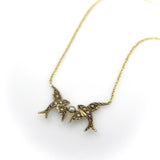 14K and 9K Gold Victorian Double Swallow Pendant Necklace Kirsten's Corner