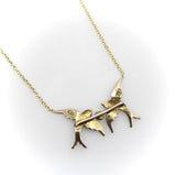 14K and 9K Gold Victorian Double Swallow Pendant Necklace Kirsten's Corner