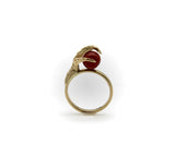 Vintage 18K Gold Sardinian Red Coral Bead and Claw Ring Kirsten's Corner