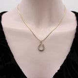 Edwardian 14K Gold and Platinum Old Mine Cut Diamond Horse Shoe Pendant Kirsten's Corner