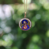Art Deco 18K Gold Hand-Painted Enamel Jesus Medallion Pendant Charm Pendant, Charm Kirsten's Corner