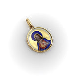 Art Deco 18K Gold Hand-Painted Enamel Jesus Medallion Pendant Charm Pendant, Charm Kirsten's Corner