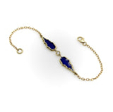 Signature 14K Gold Gothic Teardrop Diamond and Blue Enamel Bracelet Kirsten's Corner