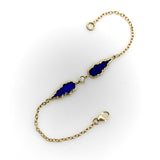 Signature 14K Gold Gothic Teardrop Diamond and Blue Enamel Bracelet Kirsten's Corner